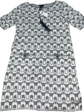 Nicole Miller Grey & White Geometric Dress